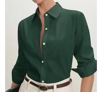 Shein Camisa con botones delanteros y cuello en verde para mujer, de estilo moderno, elegante y urbano para uso diario, con un toque romántico y retro de lo