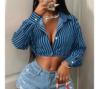 Shein Camisa corta a rayas sexy para uso casual y de viaje