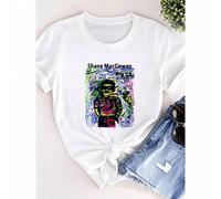 Shein Camisa de algodón puro de 180g con estampado de Shane MacGowan, rara en blanco, tallas S-234XL, camisa P574 transpirable unisex, de cuello redondo, ma