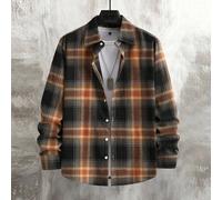 Shein Camisa de franela casual de manga larga con botones delanteros a cuadros, versátil, para otoño, Old Money