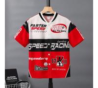 Shein Camisa de manga corta con gráfico de motocicleta informal y holgada para niño preadolescente, adecuada para ir y venir, la escuela, el uso diario casu