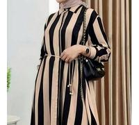 Shein Camisa de manga larga a rayas, estilo modesto árabe para mujeres, blusas elegantes para mujeres en primavera y vacaciones