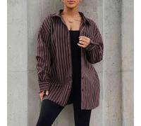 Shein Camisa de manga larga a rayas oversize, solo parte superior, otoño, dinero viejo, lindo, acogedor, estilo cottage rural, vuelta al colegio, casual, in