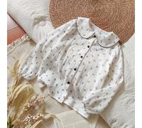 Shein Camisa de manga larga con cuello de solapa de estilo de Oriente Medio para niña preadolescente en primavera y otoño, que irradia un encanto suave y du