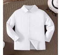 Shein Camisa de manga larga de estilo universitario de unicolor clásico simple para niño pequeño