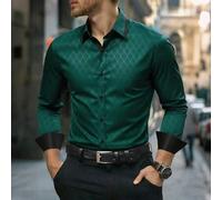 Shein Camisa de manga larga de unicolor con cuello alto para hombres, adecuada para uso diario, ir al trabajo, salir, fiestas, que se puede combinar con pan