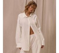 Shein Camisa de manga larga oversize, ropa de playa elegante y bohemia, romántica, tipo Ibiza, cover up, mineral, oversize, para aeropuerto, playa, vuelta a