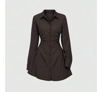 Shein Camisa de otoño para mujer, estilo vintage smart casual y business casual, para joven dama, de oficina y trayecto diario, con cintura fruncida, manga