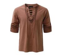 Shein Camisa de pirata medieval para hombres, disfraz de época vikinga, estilo victoriano steampunk, para época renacentista