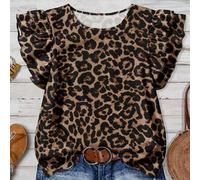 Shein Camisa de talla grande con estampado de textura de leopardo para festival de música country, otoño