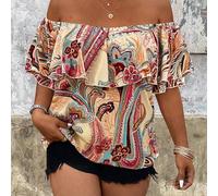 Shein Camisa estampada para mujer de talla grande, adecuada para primavera/verano, cita romántica, uso diario versátil, casual de moda, ir al trabajo, ropa