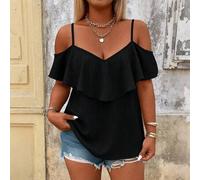 Shein Camisa estampada para mujer de talla grande, cita romántica, vacaciones, casual, diario, de moda, versátil, adecuada para primavera y verano