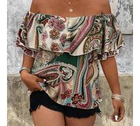 Shein Camisa estampada para mujer talla grande, adecuada para primavera/verano, cita romántica, uso diario, versátil, de moda, casual, ir al trabajo, vacaci