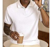 Shein Camisa polo casual de manga larga de unicolor con botones adelante para hombres de talla grande, para salir