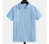Shein Camisa polo informal holgada de unicolor con cremallera y cartera a media altura para niños preadolescentes