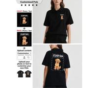 Shein Camisa polo personalizada para mujer, con una amplia selección de textos/imágenes (patrón de insignia/logotipo de la empresa/foto familiar/selfie), ca