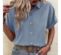 Shein Camisa retro francesa con estampado de lunares, los clásicos elementos de lunares aportan un toque de diversión, llena de un estilo retro perezoso fra