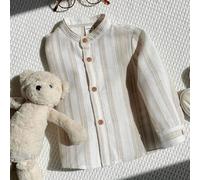 Shein Camisa tejida de manga larga con cuello alto a rayas para niño/niña, cómoda y versátil camisa a rayas casual que combina con todo, adecuada para inter