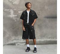 Shein Camisa vaquera casual de un solo pecho holgada con decoración de rhinestone para hombres