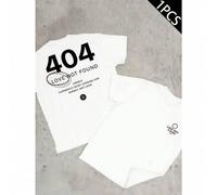 Shein Camiseta "404 Love Not Found Error", informal, cuello redondo, algodón de 220 g/m², con estampado de doble cara para hombre (1 unidad)