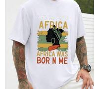 Shein Camiseta África Born In Me, camiseta de cuello redondo para hombre, 220 g/m², para verano, fabricada en puro algodón, manga corta (1 pieza)