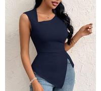 Shein Camiseta ajustada de manga corta con cuello en capa de color liso para mujeres, para uso casual, elegante, de vacaciones, citas, reuniones entre herma