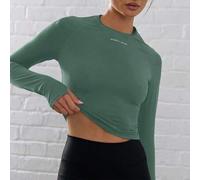 Shein Camiseta ajustada de manga larga con agujero para el pulgar y logo, apta para pádel, tenis, pickleball, gimnasio y fitness