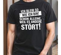 Shein Camiseta alemana personalizada: Me quedo como soy, solo es bueno, aunque otros se preocupen, camiseta de cuello redondo para hombre, 220 g/m², para ve