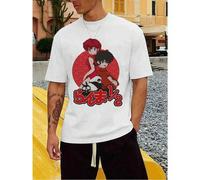 Shein Camiseta Anime Manga Ranma 1/2 Camiseta gráfica clásica de ropa urbana para hombre, tela de algodón suave, cómoda y transpirable, estampado atrevido ú