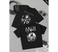 Shein Camiseta Arch Enemy Apocalypse Rider para hombre, con estampado de doble cara, moderna, informal, cuello redondo, 220 g/m², algodón puro (1 unidad)