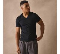 Shein Camiseta básica de manga corta, ajustada, de cuello en V, lisa, esencial para el otoño e invierno, básicos de la cápsula del armario