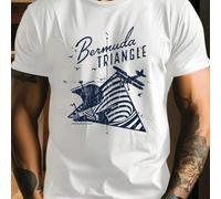 Shein Camiseta Bermuda Triangle Mystery, camiseta de cuello redondo para hombre, 220 g/m², para verano, de puro algodón, manga corta (1 pieza)