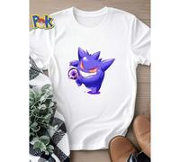 Shein Camiseta blanca casual de hombre de 180g de algodón puro con estampado de dibujos animados lindos, tela transpirable y de secado rápido, talla grand
