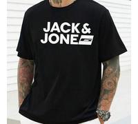 Shein Camiseta blanca de hombre Jack & Jones, cuello redondo, 220 g/m², verano, puro algodón, manga corta (1 pieza)