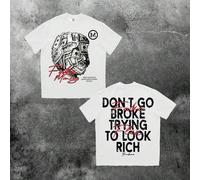 Shein Camiseta blanca de manga corta holgada y caída para hombres con estampa del frente y reverso de un billete de dólar estadounidense, moda urbana