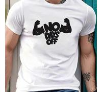 Shein Camiseta blanca de manga corta para hombre con el lema "No Days Off", cuello redondo, 220 g/m², para verano, de puro algodón, manga corta (1 unidad).