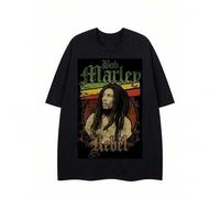 Shein Camiseta Bob Marley Rebel Portrait en mezcla de algodón premium, ajuste cómodo y duradero, estilo esencial minimalista de invierno