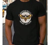 Shein Camiseta Buffalo Bill's Body Lotion para hombre, San ValentÃn, 1 pieza, cuello redondo, informal, algodón puro grueso de 220 g/m²