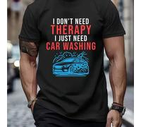 Shein Camiseta Car Wash Therapy para hombre, 220 g/m², algodón puro, manga corta, verano (1 pieza)