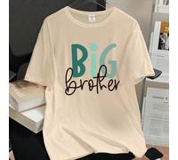 Shein Camiseta casual con estampado de degradado verde, eslogan y gráfico para niños adolescentes, camiseta básica de manga corta, conjunto a juego de herma
