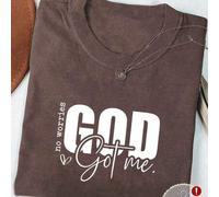 Shein Camiseta casual cristiana con estampado "Dios es bueno", camiseta de fe, camiseta de grupo de la iglesia, camiseta de mujer de cuello redondo con esta