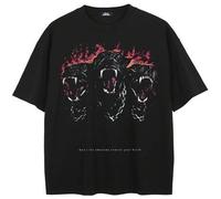 Shein Camiseta casual de cuello redondo y manga corta para hombre, color negro con estampado de perro Shar Pei