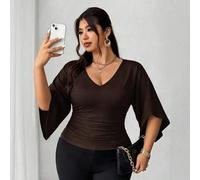 Shein Camiseta casual de estilo francés versátil que ciñe la cintura en tallas grandes
