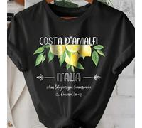 Shein Camiseta casual de talla grande con estampado del eslogan del licor de limón italiano D'Amalfi