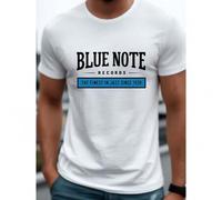 Shein Camiseta casual para hombre, 100% algodón, camiseta de música de jazz vintage - Camiseta gráfica retro de BLUE NOTE RECORDS - Camisa de mezcla de algo