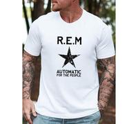 Shein Camiseta casual para hombre, 100% algodón, camiseta gráfica de la banda R.E.M. Automatic For The People - Camiseta vintage de la banda, mezcla de algo