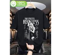 Shein Camiseta casual para hombres, 100% algodón, camiseta con logotipo de la banda The Pretty Reckless y estampado de miembros icónicos - Camiseta unisex d