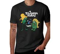 Shein Camiseta casual para hombres, 100% algodón, camiseta vintage retro con gráfico de Tijuana Toads Toro y Pancho Love You - Camiseta de manga corta negra