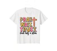 Shein Camiseta casual que empodera a la mujer - Ajuste regular con la cita "Dios tiene un plan" para inspiración