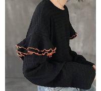 Shein Camiseta casual suelta de mujer con cuello redondo, recorte de contraste y hombros caídos